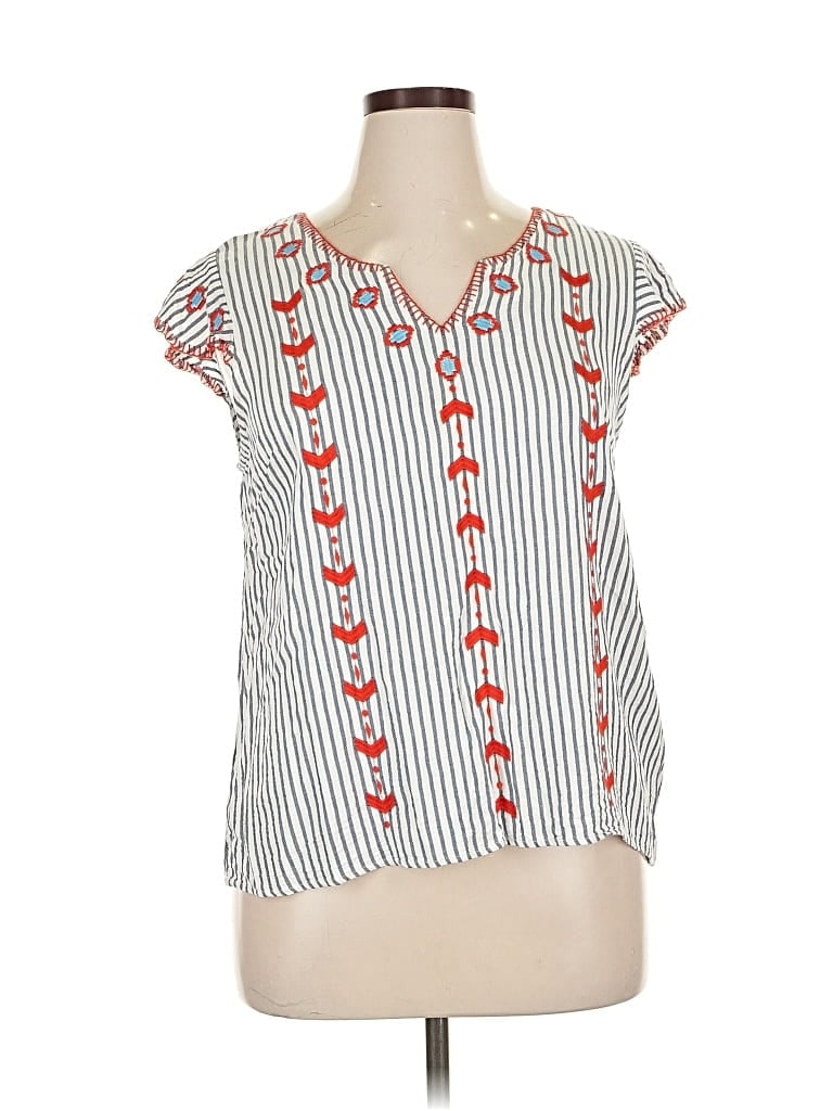 Pre-owned Tribal Jeans Short Sleeve Blouse In White