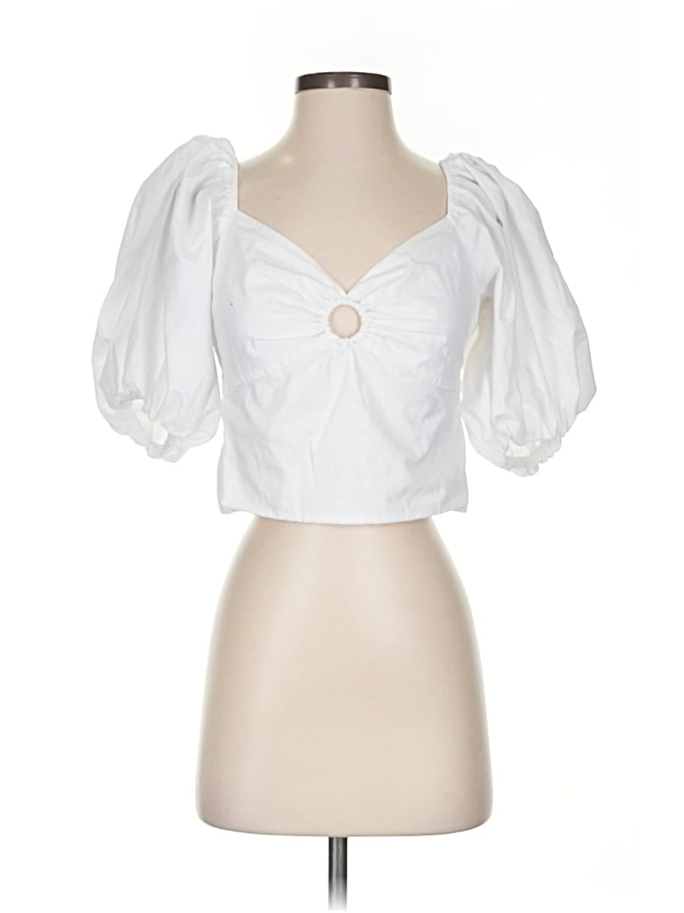 Pre-owned Abercrombie & Fitch Short Sleeve Blouse In White