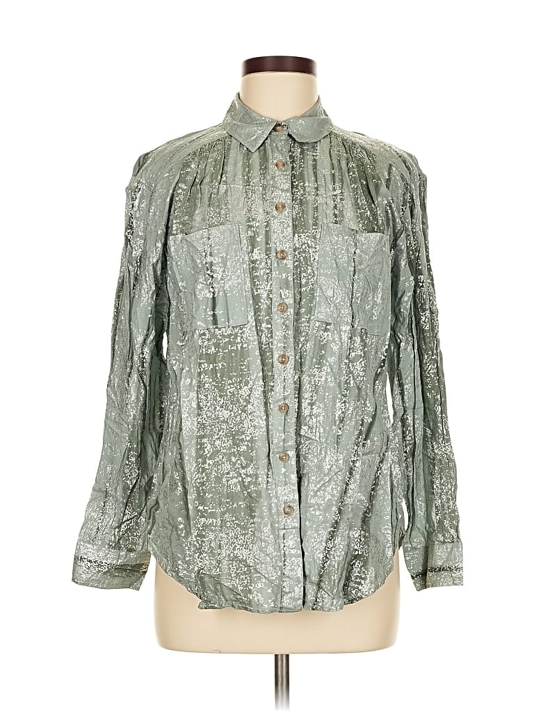 Pre-owned Pilcro Long Sleeve Blouse In Green