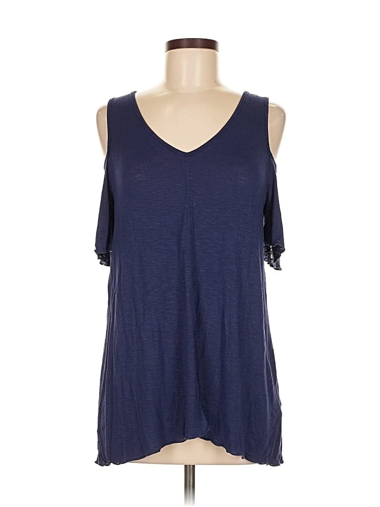 Pre-owned Cha Cha Vente Sleeveless Top Blue Cold Shoulder Neckline Tops