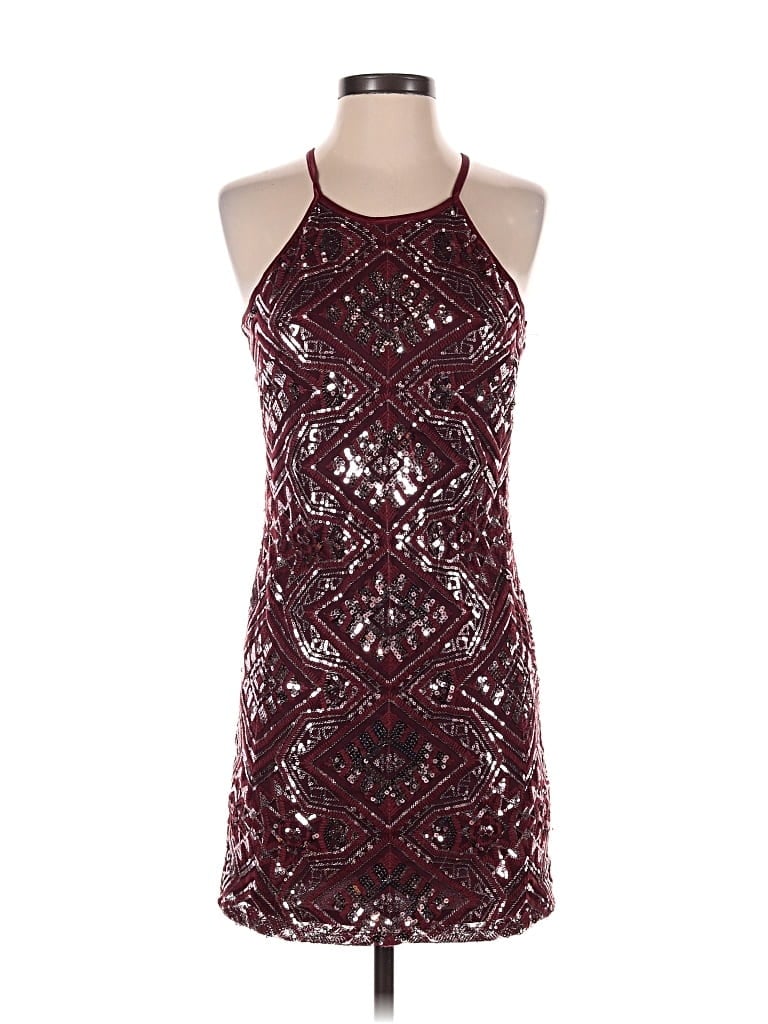 Pre-owned Crystal Doll Cocktail Dress In Burgundy