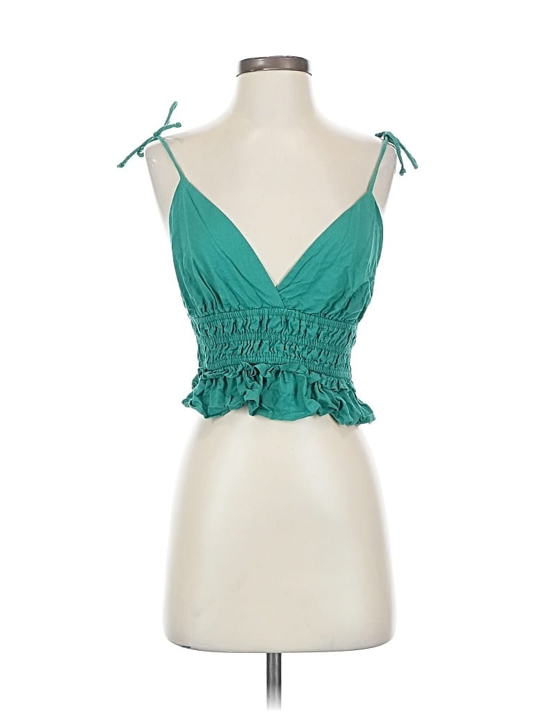 Pre-owned Sim & Sam Tank Top Teal Strapless Neckline Tops In Blue
