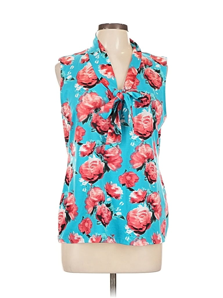 Pre-owned Tahari By Asl Sleeveless Blouse In Blue