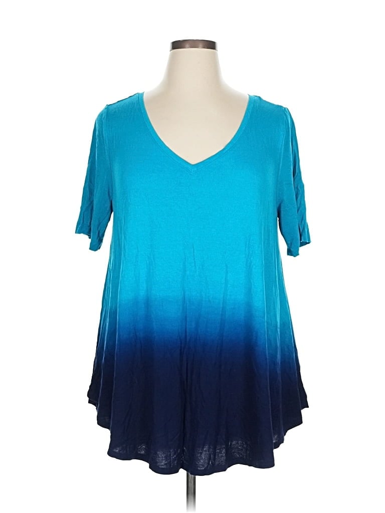 Pre-owned Lane Bryant Short Sleeve T-shirt In Blue