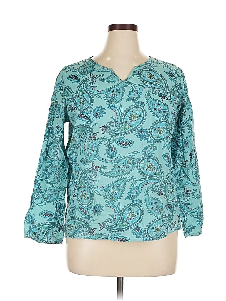 Pre-owned Relativity 3/4 Sleeve Blouse In Blue