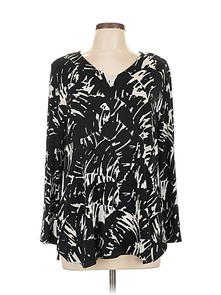 Pre-owned Travelers By Chico's Long Sleeve Blouse In Black