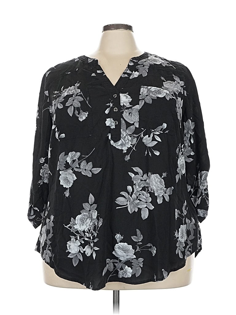 Pre-owned Torrid 3/4 Sleeve Blouse In Black
