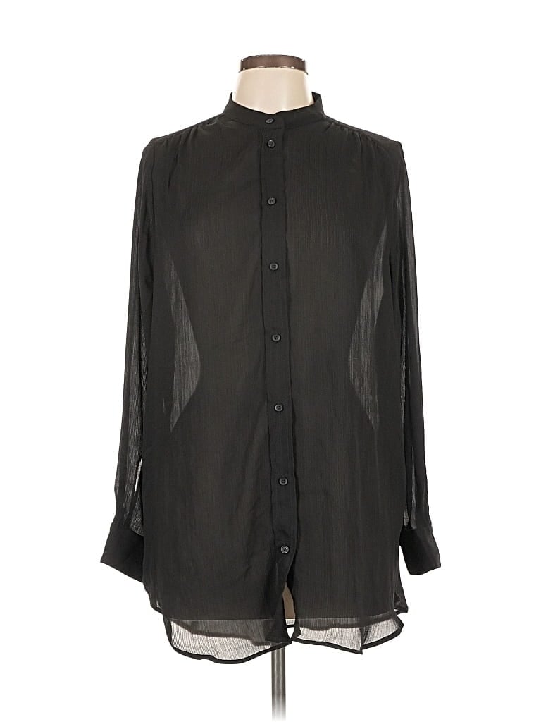 Pre-owned H&m Long Sleeve Blouse In Black