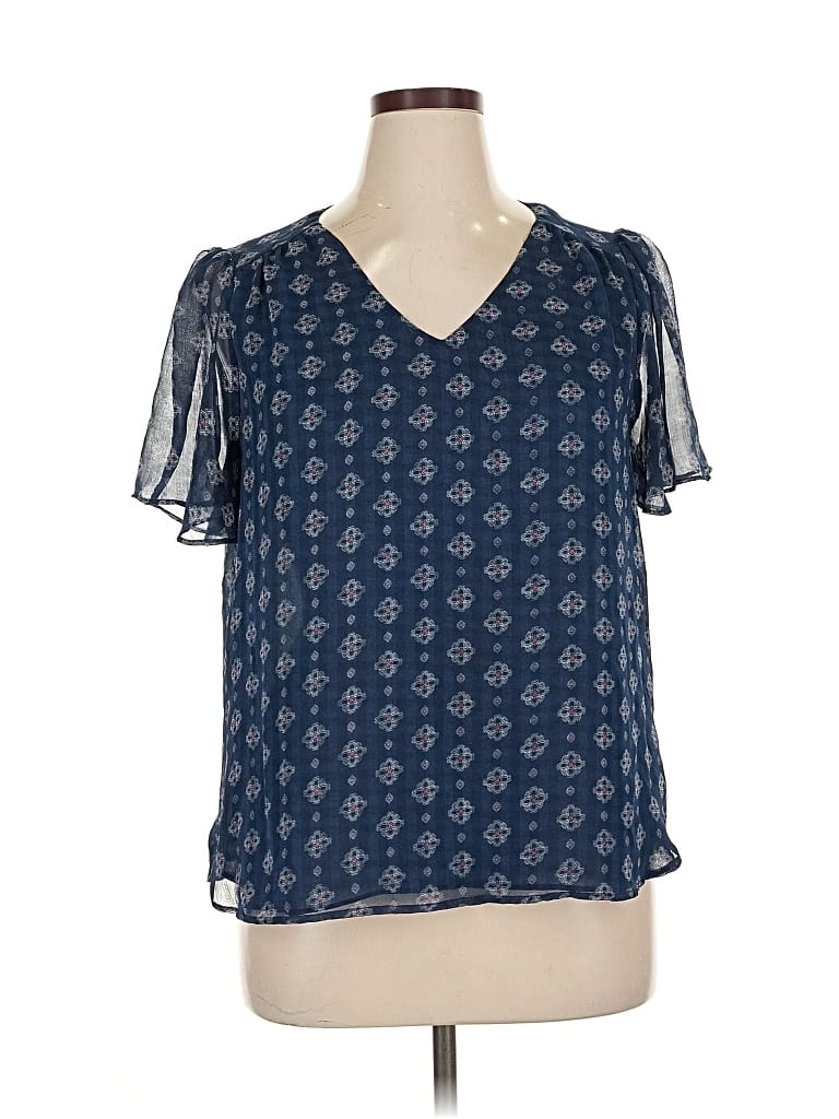 Pre-owned Pleione Short Sleeve Blouse In Blue