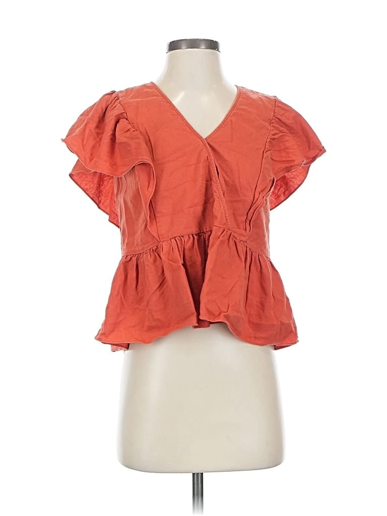 Pre-owned Madewell Short Sleeve Blouse In Orange