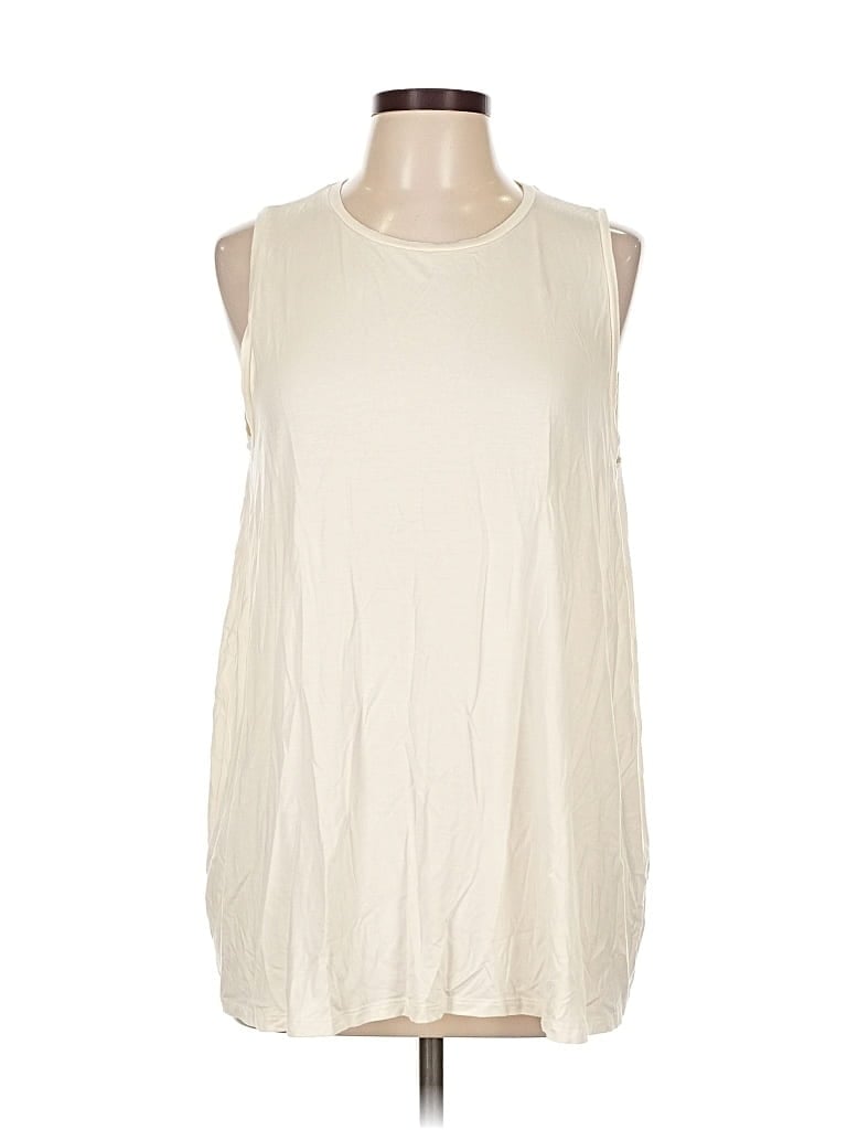 Pre-owned Eileen Fisher Sleeveless Top Ivory Crew Neck Tops In White