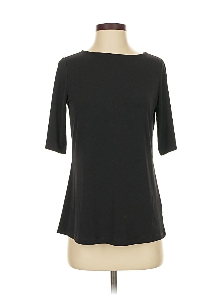 Pre-owned Susan Graver 3/4 Sleeve T-shirt In Black