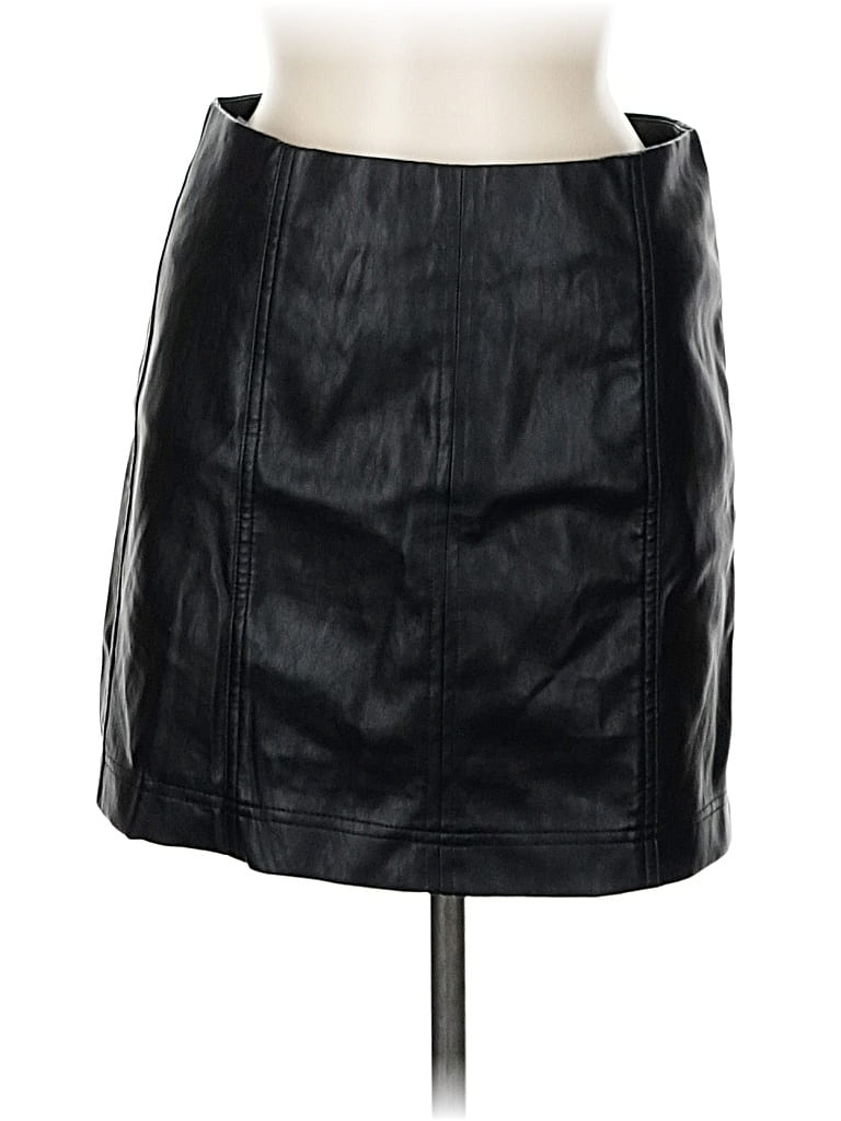 Pre-owned She + Sky Faux Leather Skirt In Black