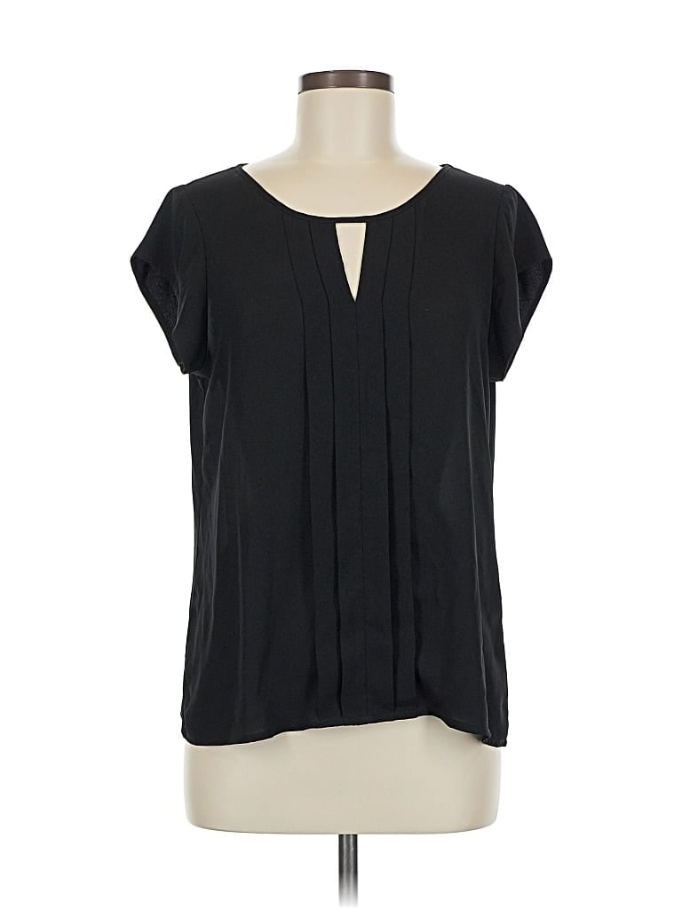 Pre-owned Express Short Sleeve Blouse In Black