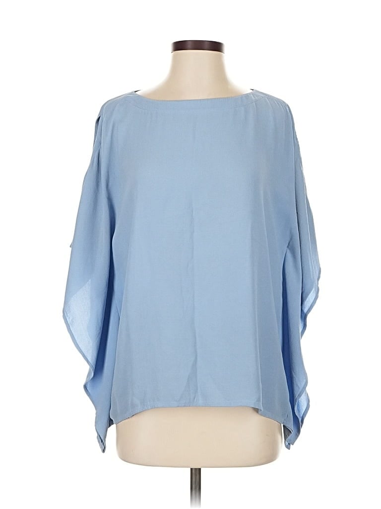 Pre-owned Eileen Fisher 3/4 Sleeve Blouse In Blue