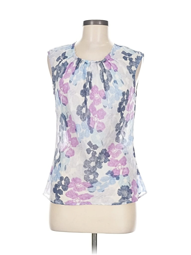 Click to view more detailed imagery on our partner's website Pre-owned Brooks Brothers Sleeveless Silk Top Purple Halter Neckline Tops