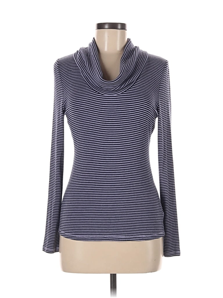 PURE AND GOOD Pre-owned Long Sleeve Top Blue Cowl Neck Tops