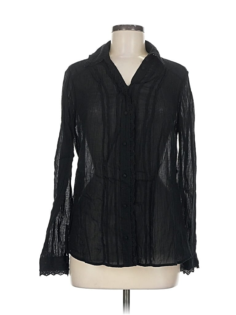 Pre-owned Paige Long Sleeve Blouse In Black