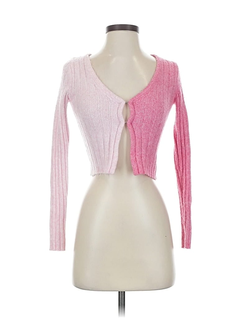 Pre-owned Happily Grey Cardigan Sweater In Pink