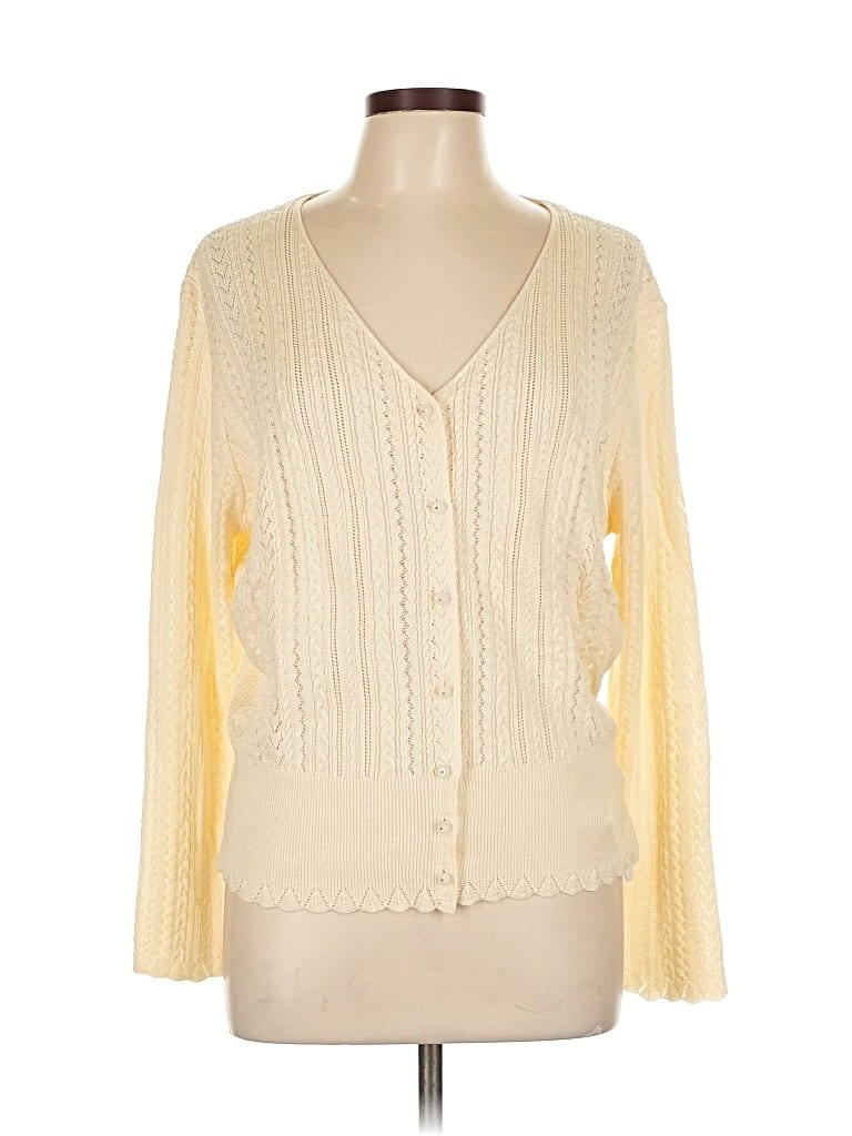 Pre-owned Simple Retro Cardigan Sweater In White