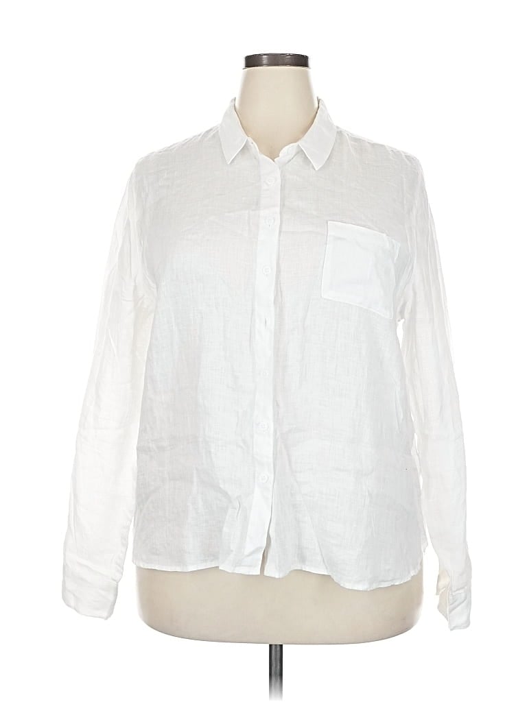 Pre-owned Garnet Hill Long Sleeve Button Down Shirt In White