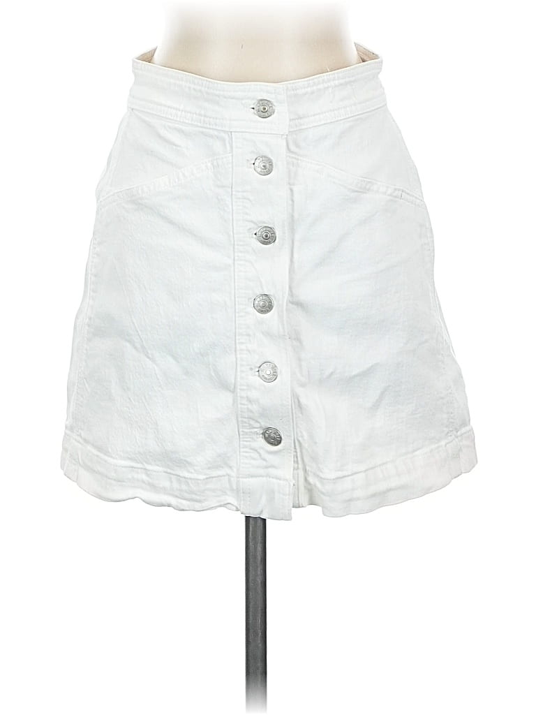 Pre-owned Madewell Denim Skirt In White