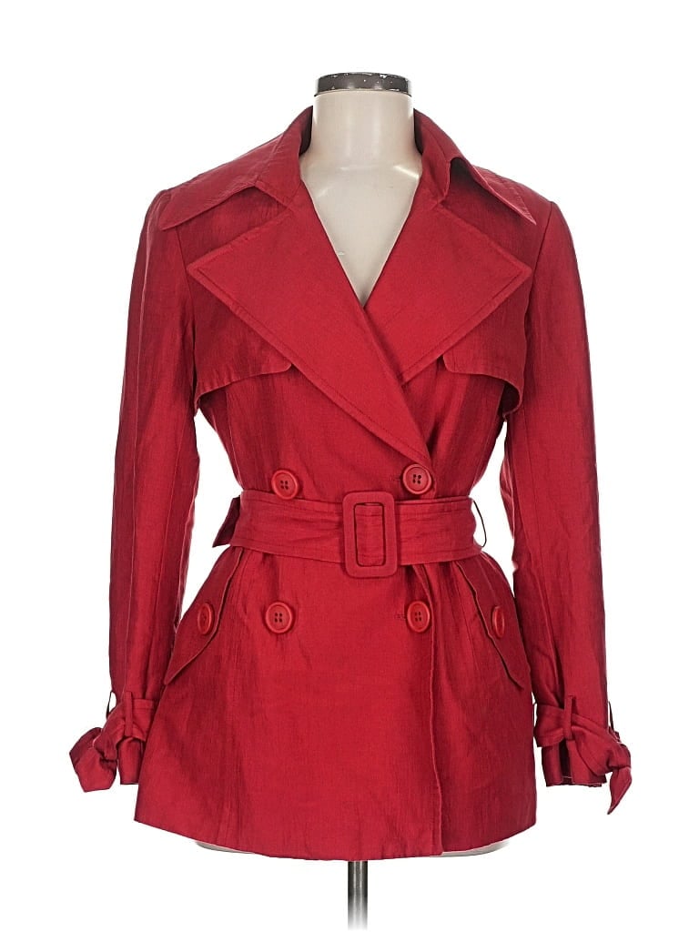 Pre-owned Lafayette 148 Trenchcoat In Red