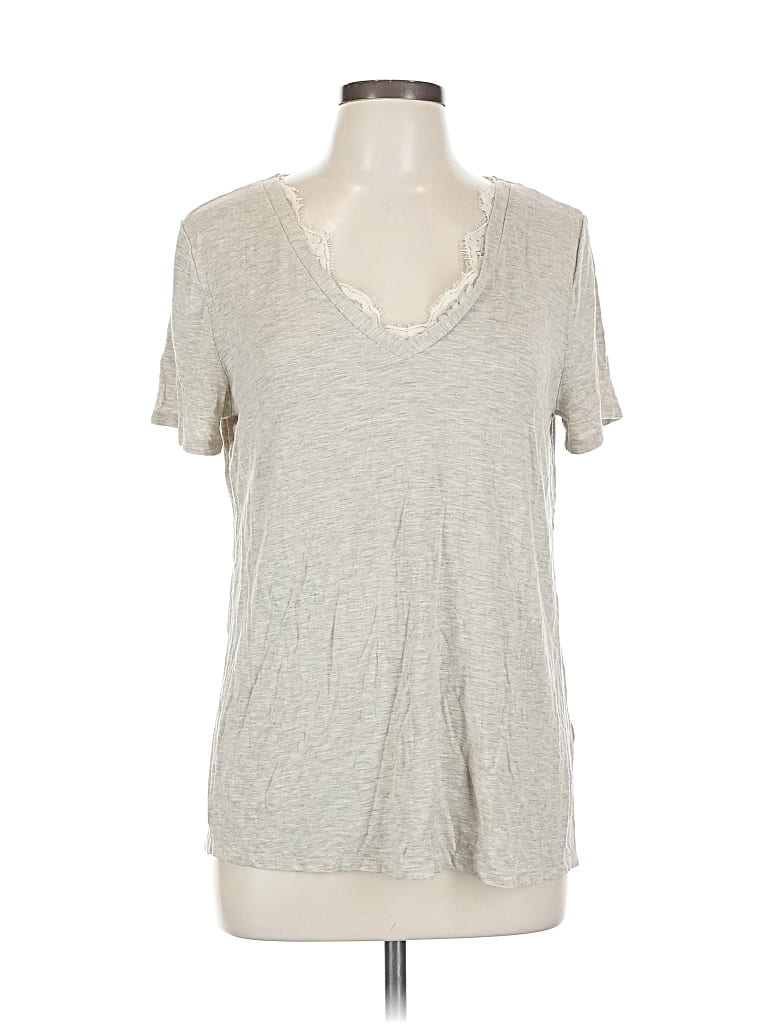Pre-owned Alya Short Sleeve Top Gray V Neck Tops