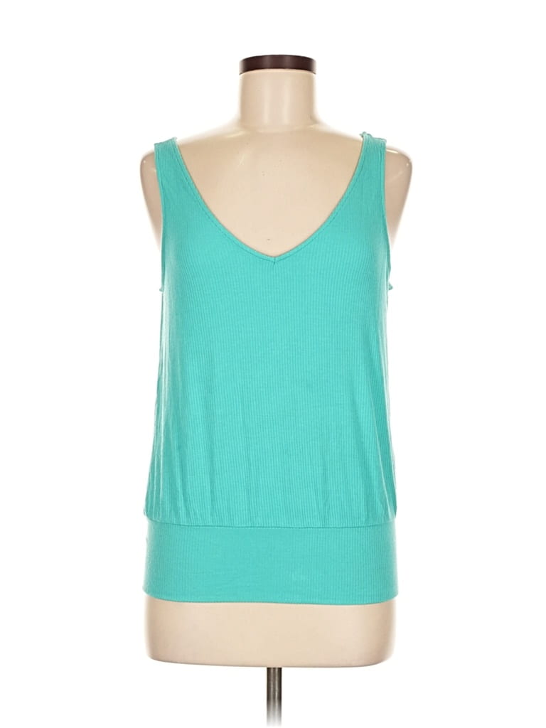 Pre-owned Boston Proper Tank Top Teal Halter Neckline Tops In Blue