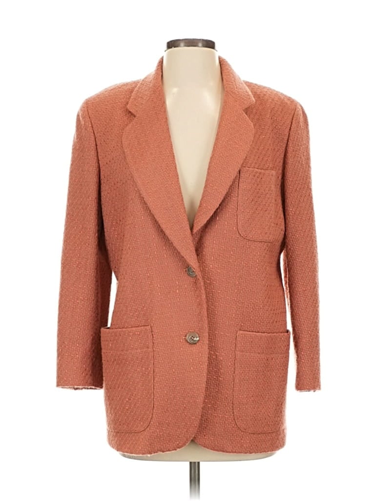 Pre-owned Anne Klein Ii Wool Blazer Jacket In Orange