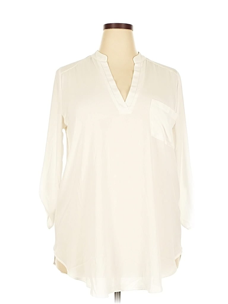 Pre-owned All In Favor 3/4 Sleeve Blouse In White