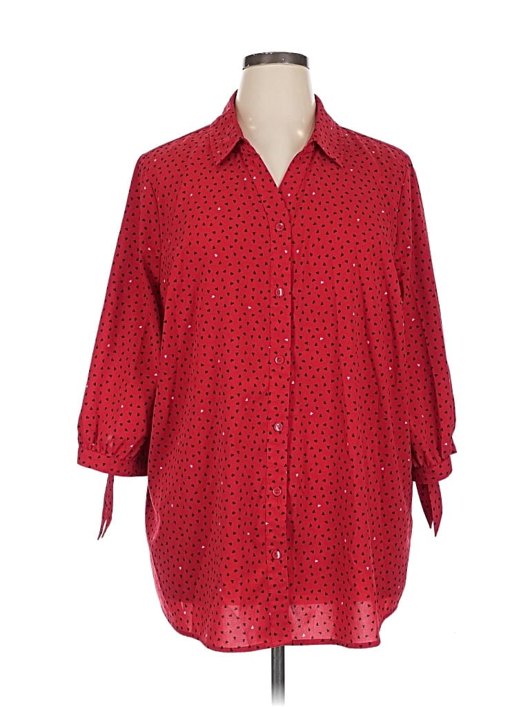 Pre-owned Catherines 3/4 Sleeve Blouse In Red