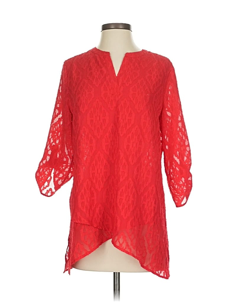 Pre-owned Chico's 3/4 Sleeve Blouse In Red