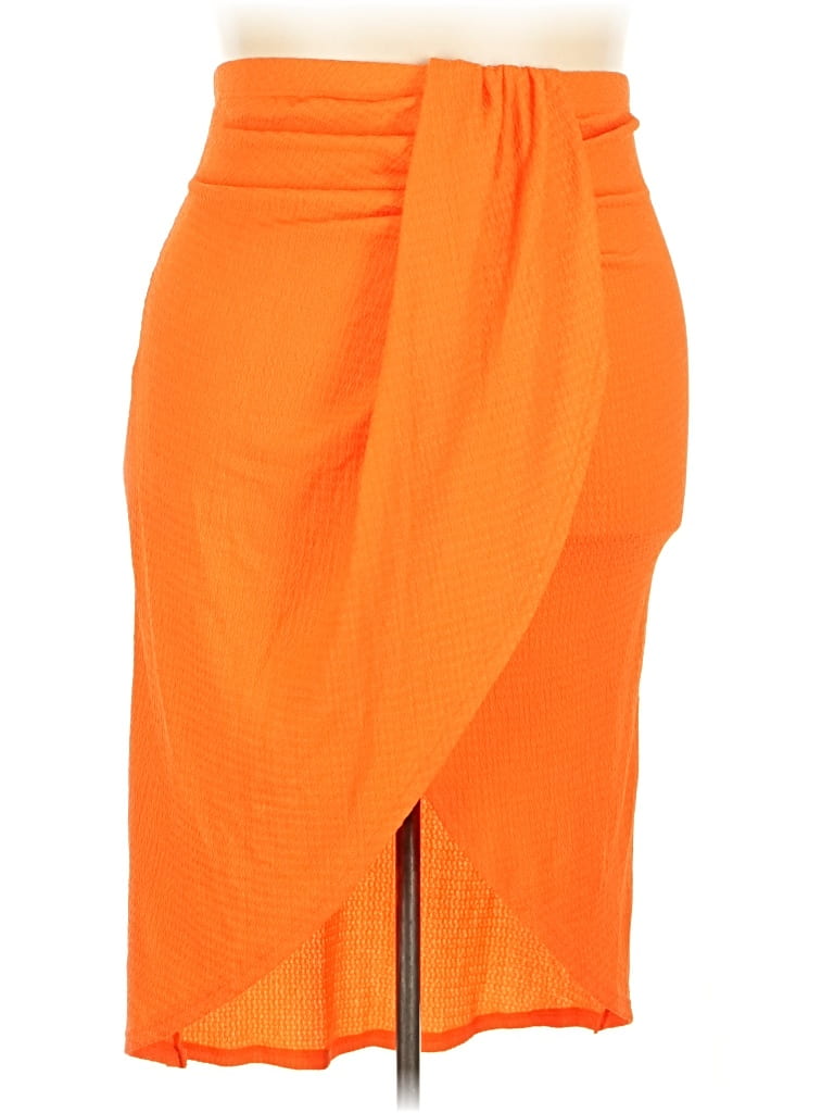 Pre-owned Shein Curve Casual Skirt In Orange
