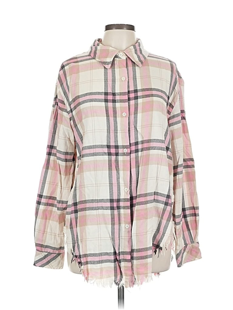 Pre-owned Audrey Parks X Francesca's Long Sleeve Button Down Shirt In White