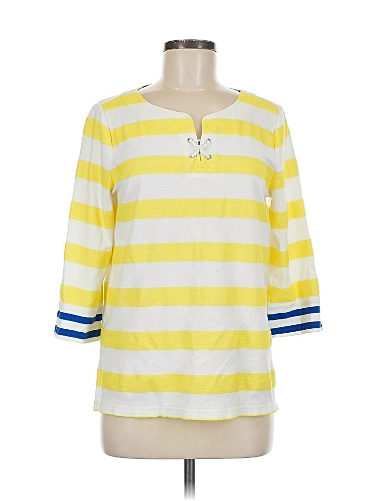 Pre-owned T By Talbots 3/4 Sleeve Top Yellow Boatneck Tops