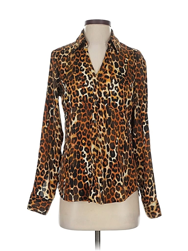 Pre-owned Express Long Sleeve Blouse In Brown