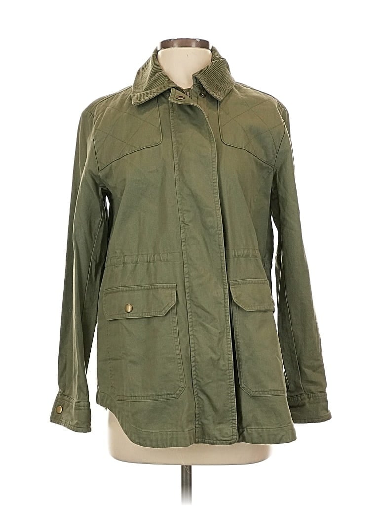 Pre-owned Ann Taylor Loft Trenchcoat In Green