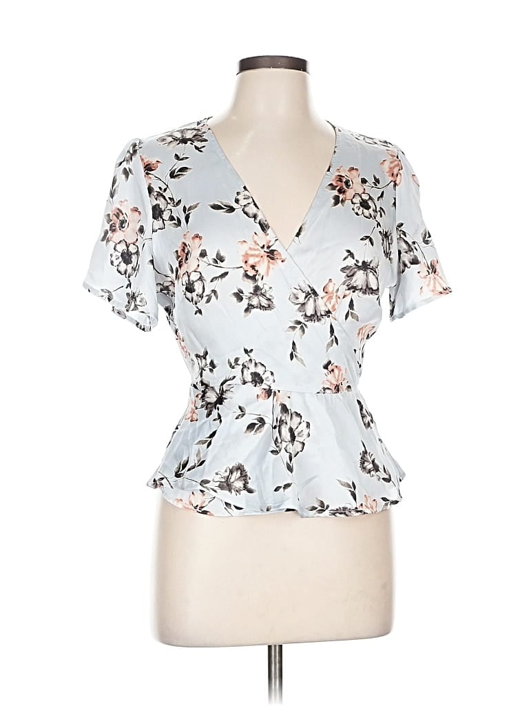 Pre-owned Astr Short Sleeve Blouse In Blue