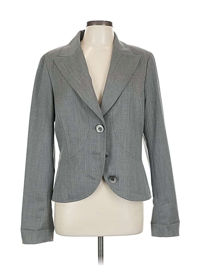Pre-owned Lafayette 148 Wool Blazer Jacket In Gray