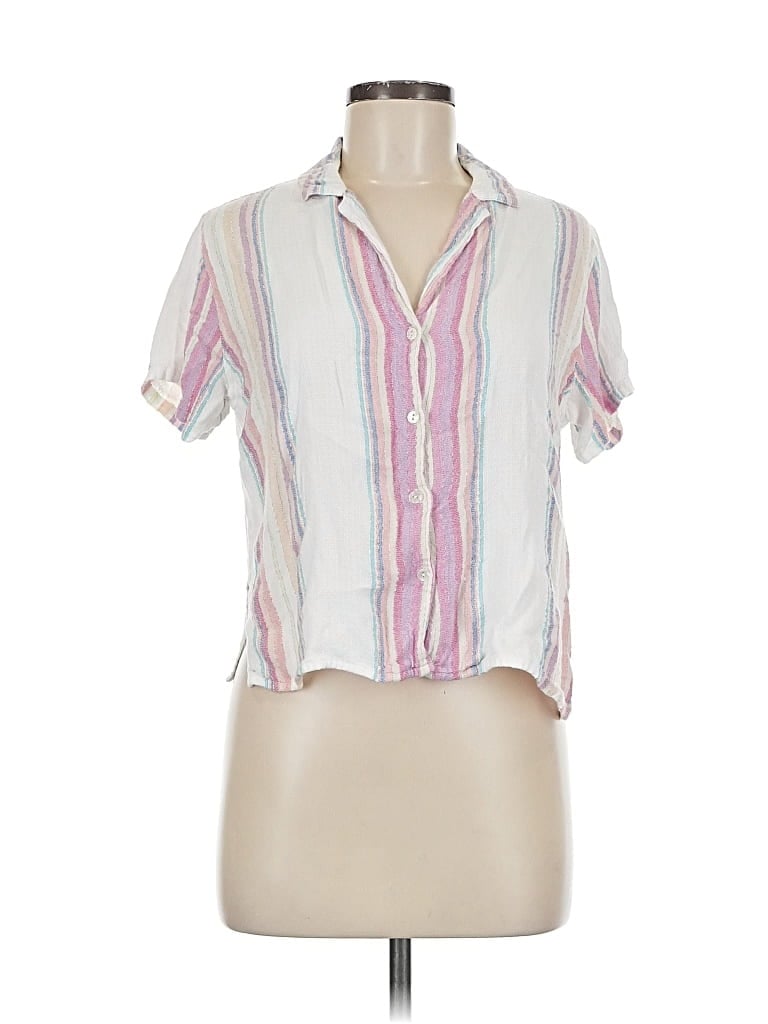 Pre-owned En Creme Short Sleeve Blouse In White