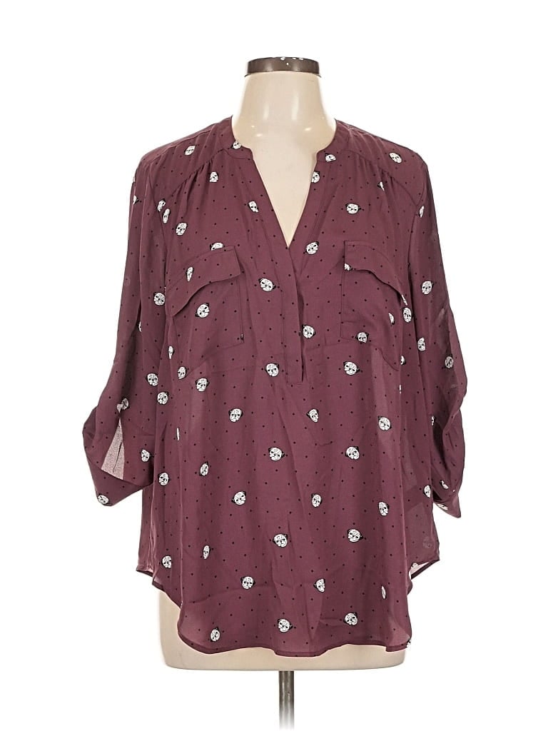 Pre-owned Torrid 3/4 Sleeve Blouse In Burgundy
