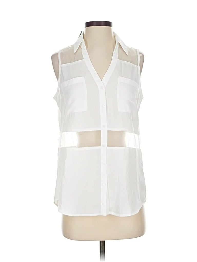 Pre-owned Express Sleeveless Blouse In White