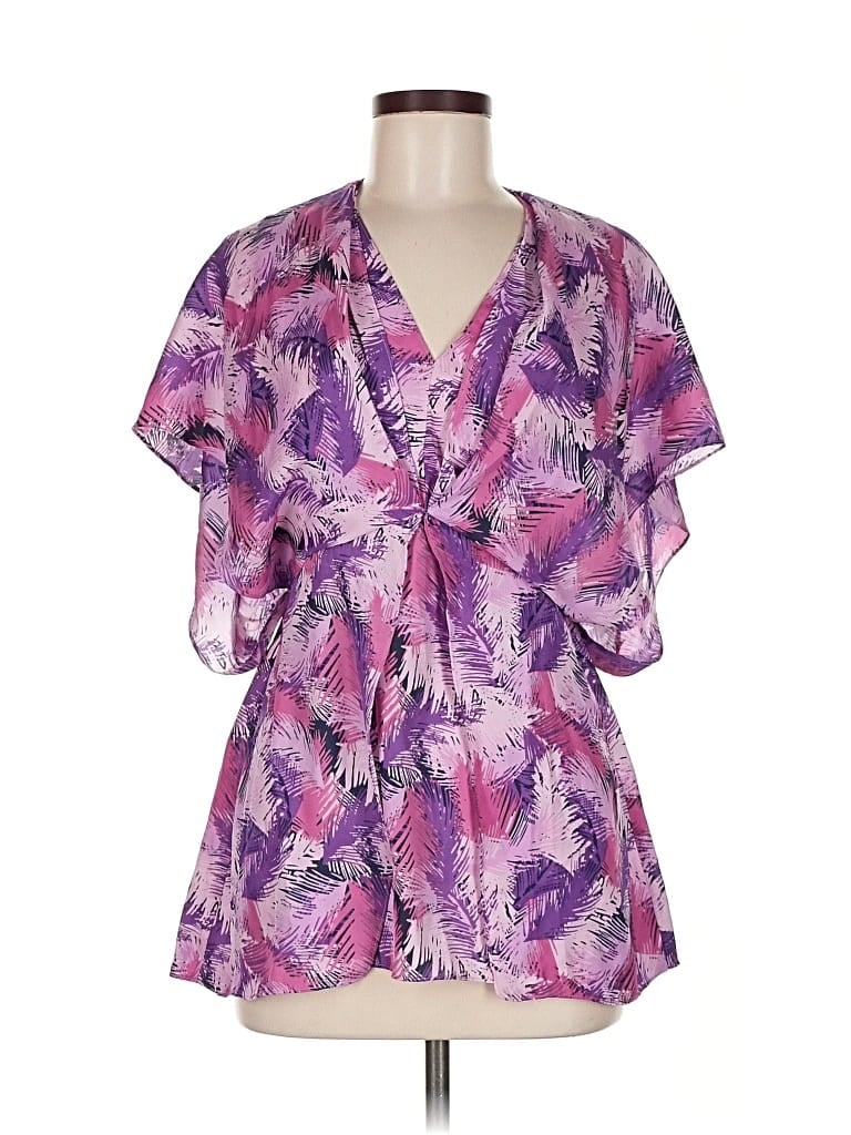 Pre-owned Chadwicks Short Sleeve Blouse In Purple