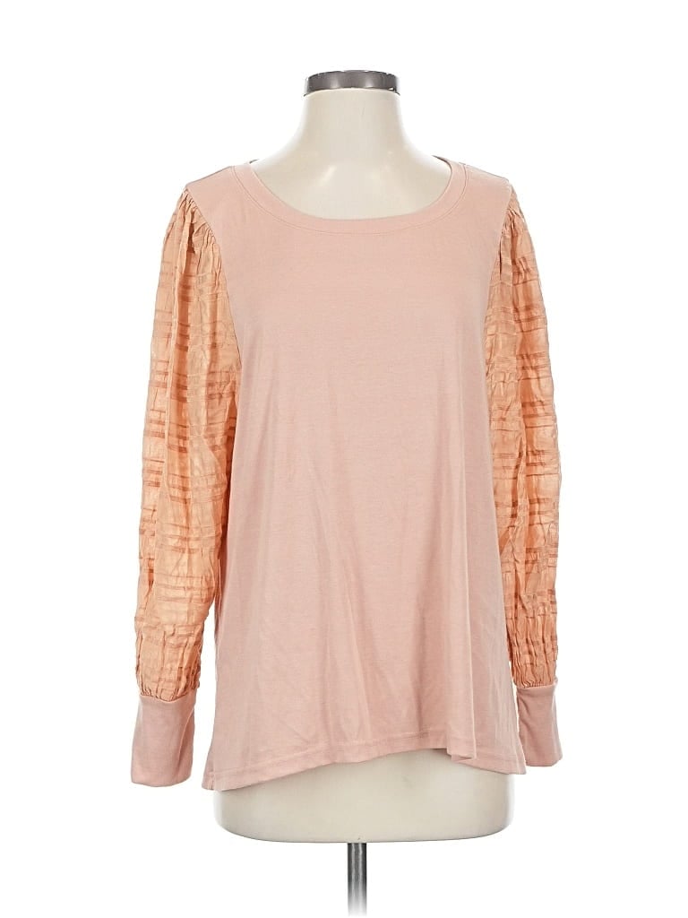Pre-owned L Love Long Sleeve Top Pink Square Neckline Tops
