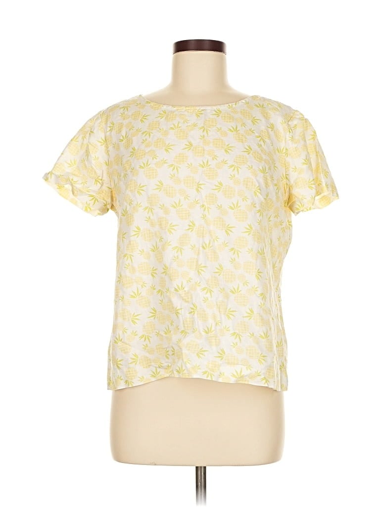 Pre-owned J.crew Factory Store Short Sleeve Blouse In Yellow