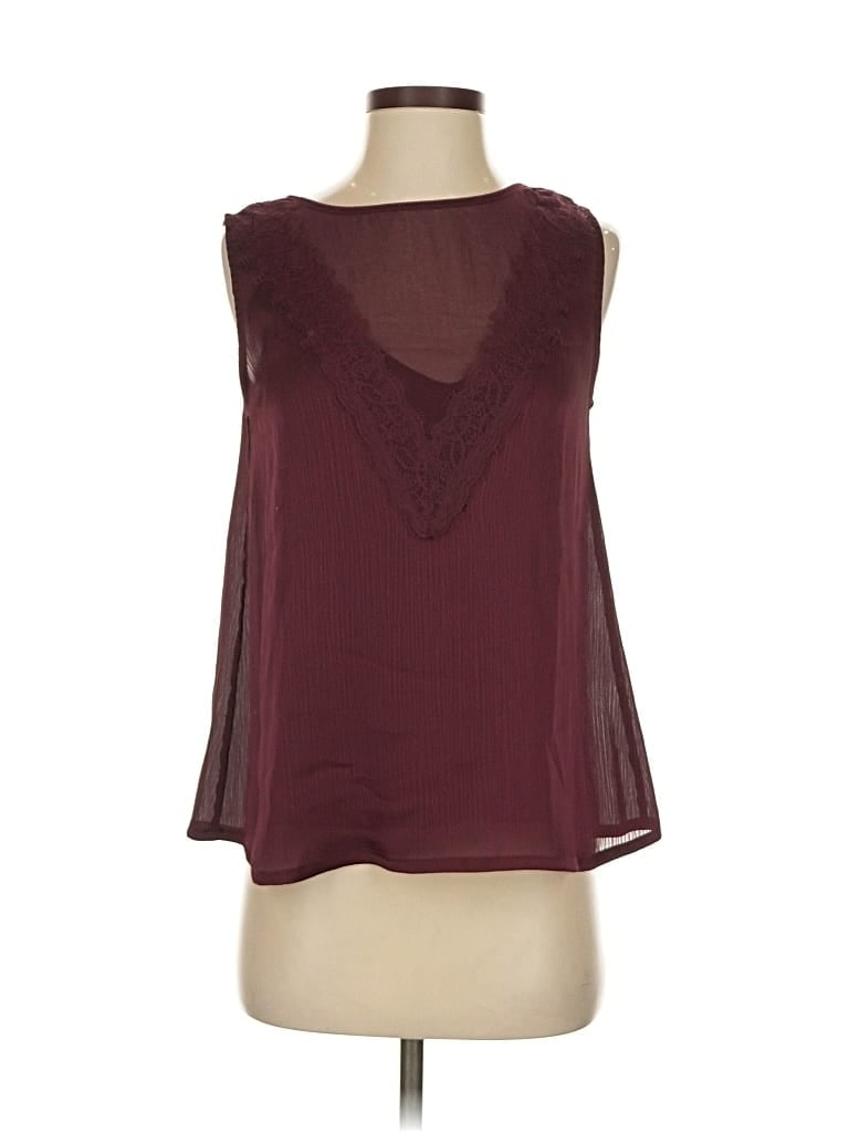 Pre-owned Massimo Dutti Sleeveless T-shirt In Burgundy