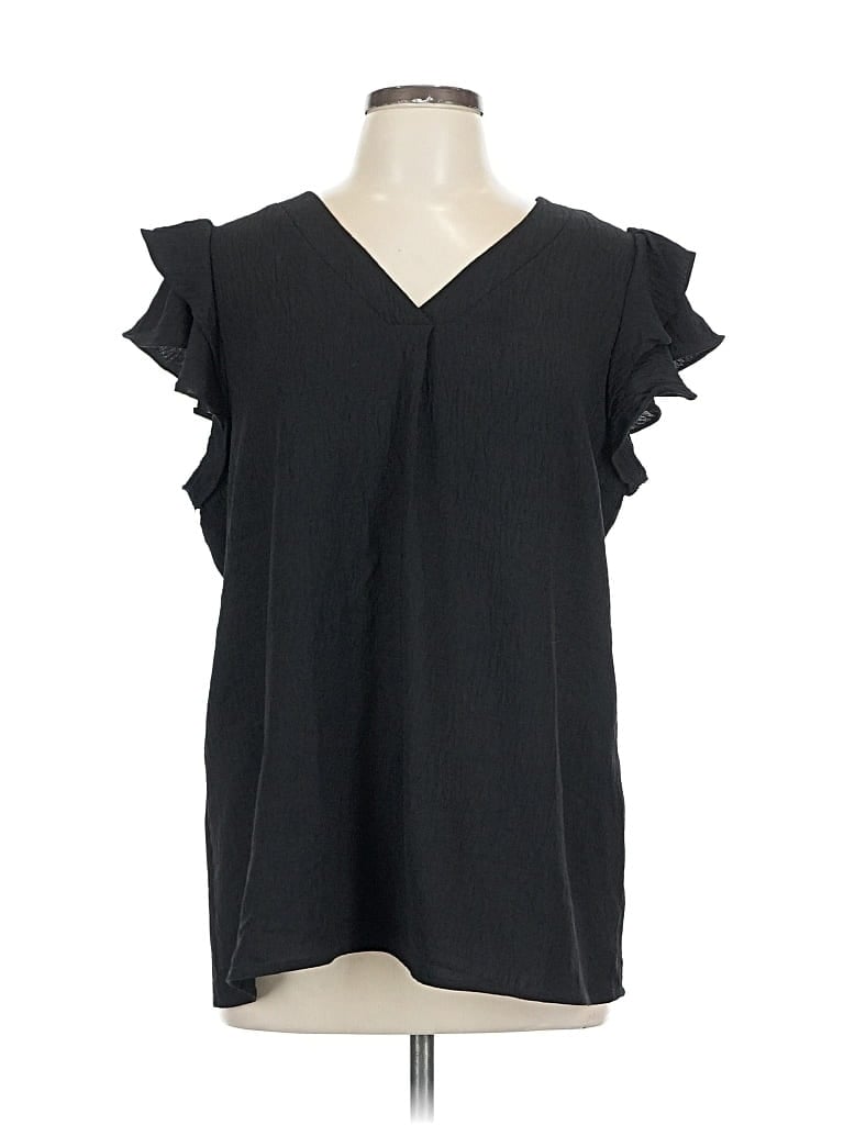 Pre-owned Merokeety Short Sleeve Blouse In Black