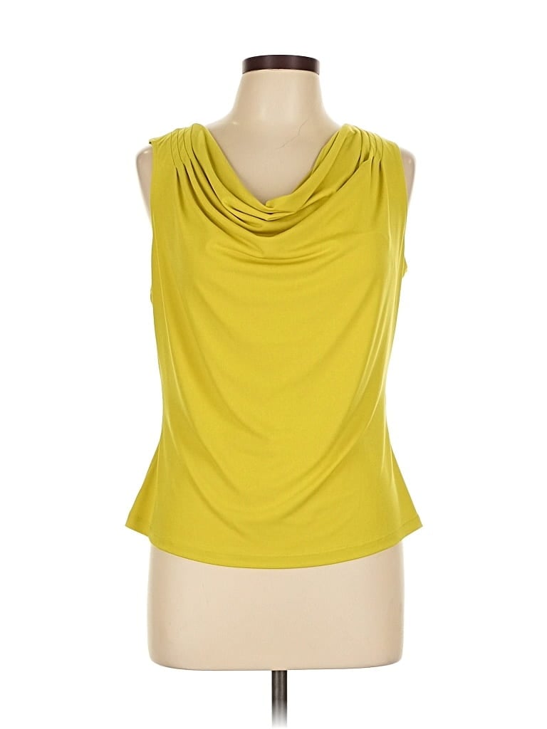 Pre-owned Calvin Klein Sleeveless Top Yellow Cowl Neck Tops
