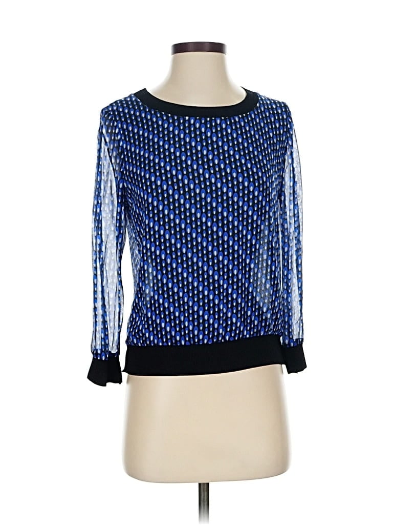 Pre-owned Diane Von Furstenberg Long Sleeve Blouse In Blue